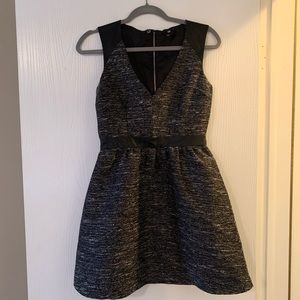 H&M Black Tweed and Faux Leather Dress